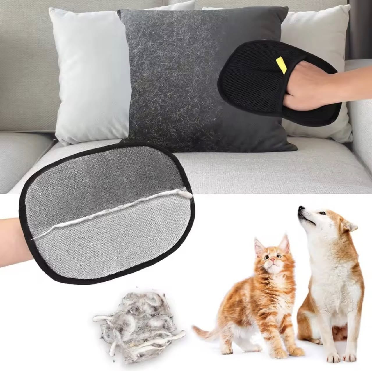 Pet Hair Removal Gloves, 2025 Electrostatic Gloves Hair Removal Reuseable Electrostatic Pet Cat Dog Hair Removal Glooming Gloves, Pet Hair Remover for Cat & Dog